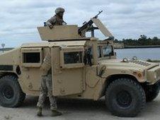 US Marines in Humvee