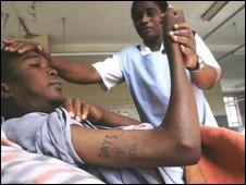 A sick man in a Zambian hospital