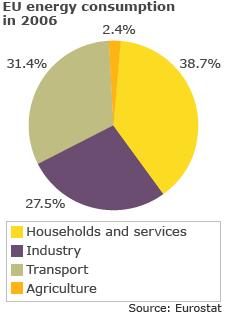 Pie chart showing EU energy consumption in 2006