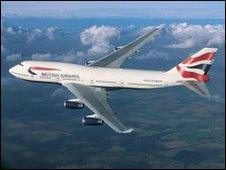 British Airways plane in flight