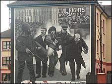 Mural depicting Father Daly on Bloody Sunday