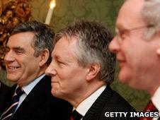 Gordon Brown, Peter Robinson and Martin McGuinness