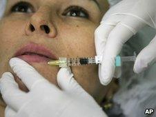 Woman having botox