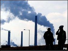 Workers outside Redcar steel plant