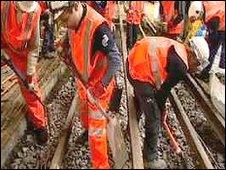 Engineering staff at work on London Underground