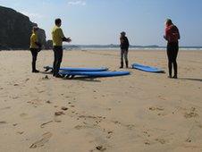 Surf school on beach