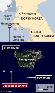 map shows north/south Korea