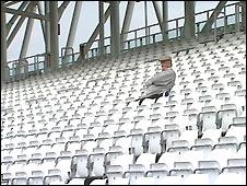 A lone fan at Durham's Riverside ground