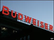 Budweiser sign at Anheuser-Busch brewery in St Louis