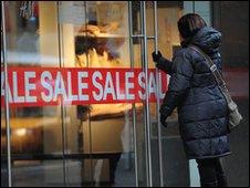 Shopper enters store