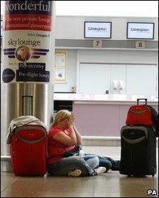 Air passengers at Glasgow Airport, which was closed due to volcanic ash Wednesday May 05, 2010