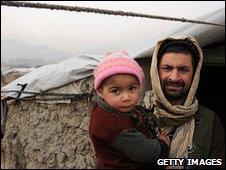 Displaced Afghan family