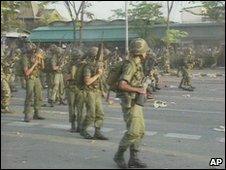 Troops on the streets of Bangkok in May 1992