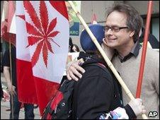 A supporter hugs Marc Emery