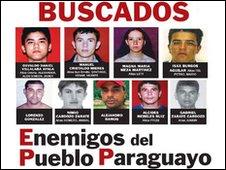 A poster showing the mugshots of Paraguay's "most wanted"
