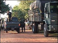 The military on the main roads in northern Paraguay