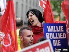 Protesting Unite members of BA's cabin crew