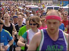 Runners take part in the Edinburgh marathon