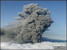 The ash plume from Iceland's Eyjafjallajokull volcano, 17 May