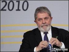 Brazilian president Luiz Inacion Lula da Silva shortly before receiving the prize of the New Economy Forum 2010 in Madrid on 18 May