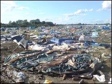 Aftermath at a festival campsite (Copyright: Claire O'Neill)