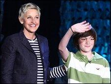 Ellen DeGeneres and Greyson Chance