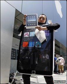 Man in iPad costume, Reuters