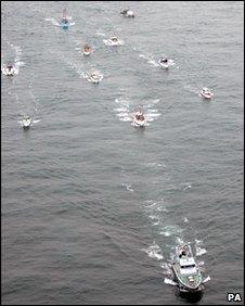 The "little ships" flotilla on its way to Dunkirk