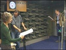 Ruth and David Archer recording an episode