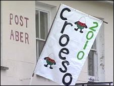 Croeso - or welcome in Welsh - sign