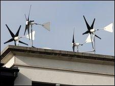 Rooftop wind energy system on the roof of a building (Picture: Laurence Coss)