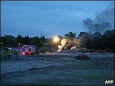 Site of the explosion of a WWII bomb in Goettingen, Germany, 1 June 2010