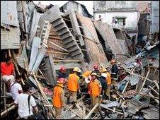 Site of the collapsed building in Dhaka