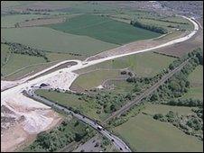 The Weymouth to Dorchester relief road under construction