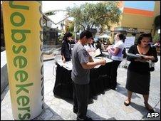 Job seekers at the annual Orange County Job Fair in California