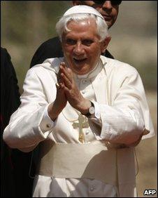 Pope Benedict arrives in Paphos, Cyprus, on 4 June, 2010.