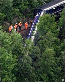 Derailed train