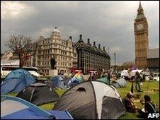 Democracy Village in Parliament Square