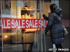 Shopper enters store