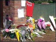 Floral tributes at Stuart Cable's home