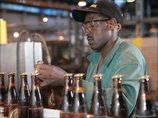 Production line at SAB Miller plant in Johannesburg