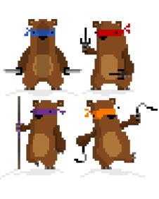 Simon Cottee's pixellated ninja bears