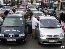 Taxi drivers during the service in Whitehaven