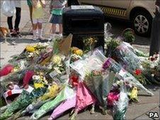 Flowers at the taxi rank in Whitehaven