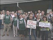 Protest outside the meeting at at Hamworthy Club, Canford Magna, on Wednesday