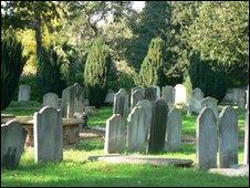 Grave stones in cemetery