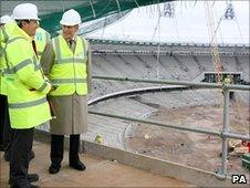 The Duke of Edinburgh (second left) at the Olympic Park