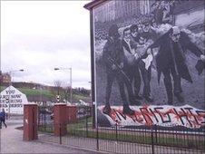 Mural in Derry commemorating Bloody Sunday