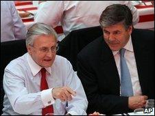 ECB chairman Jean-Claude Trichet and Deutsche Bank head Josef Ackermann