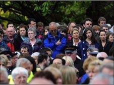 Mourners gathered at a service in Whitehaven earlier this week